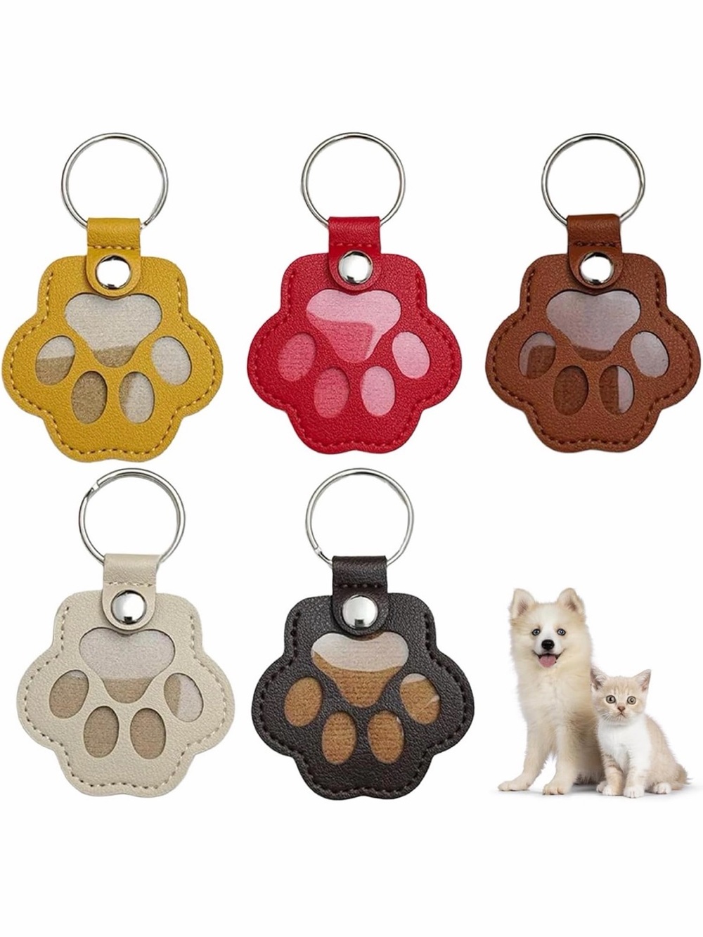 Paw Print Hair Storage Pet Keychain - Red, Yellow, Brown, Cream, Black